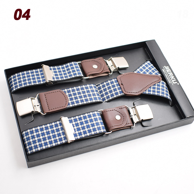 Male Suspenders Leather Jacquard 3 clips western-style trousers Man braces cinturino Adjustable Suspender 7 color braces bretel