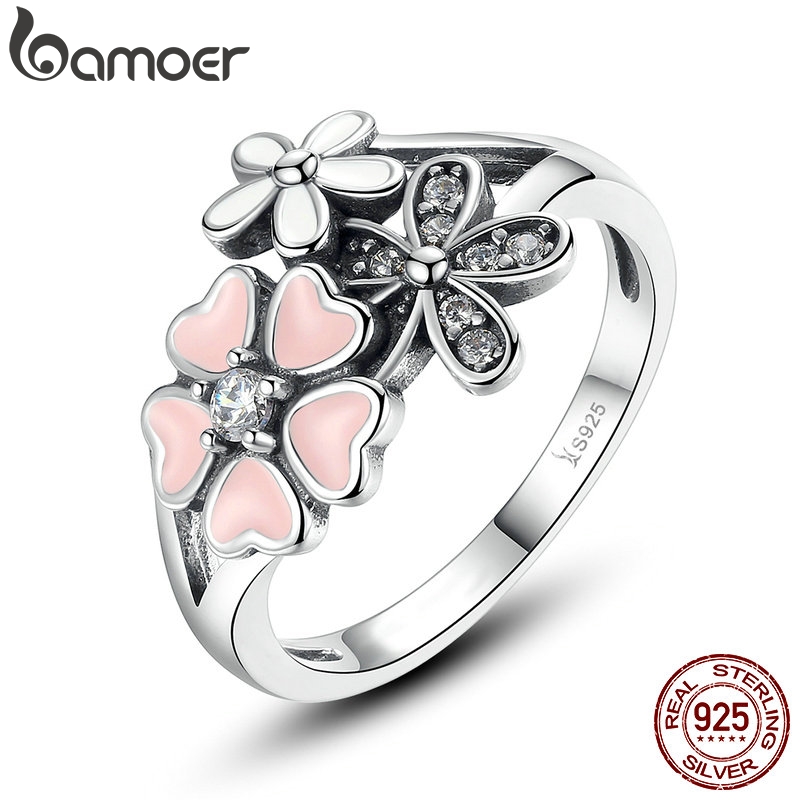 BAMOER Fashion 925 Sterling Silver Pink Flower Poetic Daisy Cherry Blossom Finger Ring for Women #6 7 8 9 Size Jewelry SCR004
BAMOER Fashion 925 Sterling Silver Pink Flower Poetic Daisy Cherry Blossom Finger Ring for Women #6 7 8 9 Size Jewelry SCR004