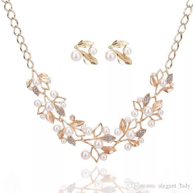 Vintage sparkly Bridal Jewelry Set plated necklace diamond earrings Wedding jewelry sets for bride Bridesmaids women Bridal Accessories