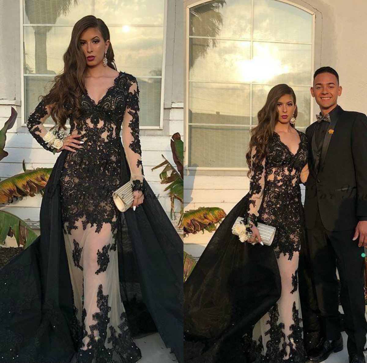2019 Black Mermaid Prom Dresses Two Pieces Detachable Overskirts Formal Evening Dress Party Wear Lace Appliqued Cheap Red Carpet Dress, Orange
2019 Black Mermaid Prom Dresses Two Pieces Detachable Overskirts Formal Evening Dress Party Wear Lace Appliqued Cheap Red Carpet Dress, Orange