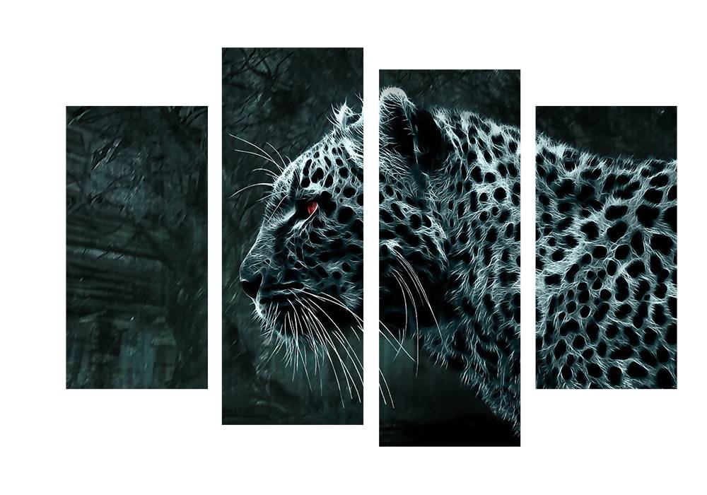 4pcs/set Unframed The Red Eyes Leopard Forest Print On Canvas Wall Art Picture For Home and Living Room Decor