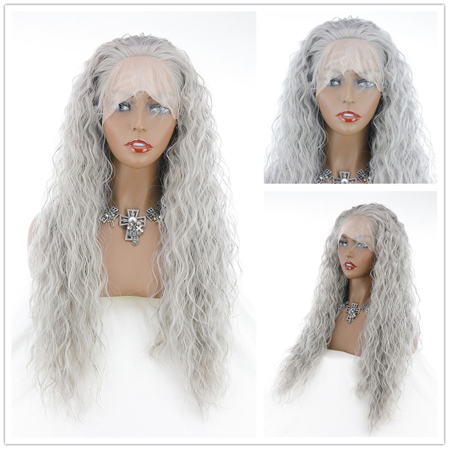 Grey Loose Wave Hair Wigs Synthetic 13*4 Lace Front Wig High Temperature Fiber with Baby Hair For Women Free ship
Grey Loose Wave Hair Wigs Synthetic 13*4 Lace Front Wig High Temperature Fiber with Baby Hair For Women Free ship