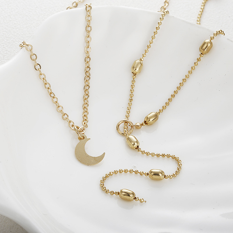 Multi-layer moon bead chain necklace item pendant pendant sequin chain jewelry for women wedding gifts
