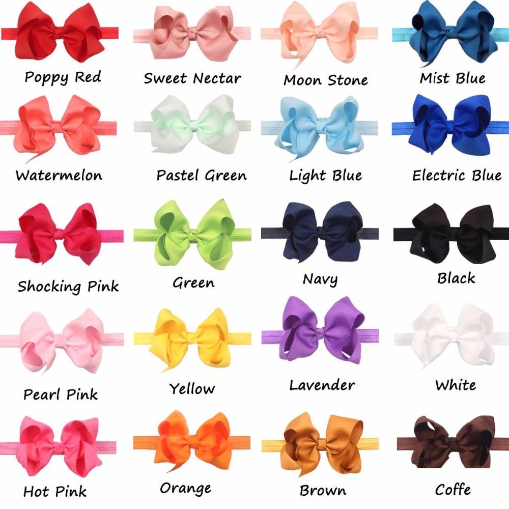 Baby Girls Headbands Grosgrain Ribbon 4.5" Hair Bows Headband Big Bow Hair Bands For Toddler Pack Of 20