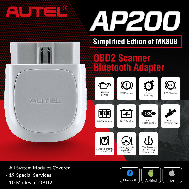 Autel AP200 OBD2 Bluetooth Adapter OBD2 Scanner Code Reader Full System Diagnostic tool AutoVIN TPMS IMMO Service PK 808 MX808
Autel AP200 OBD2 Bluetooth Adapter OBD2 Scanner Code Reader Full System Diagnostic tool AutoVIN TPMS IMMO Service PK 808 MX808