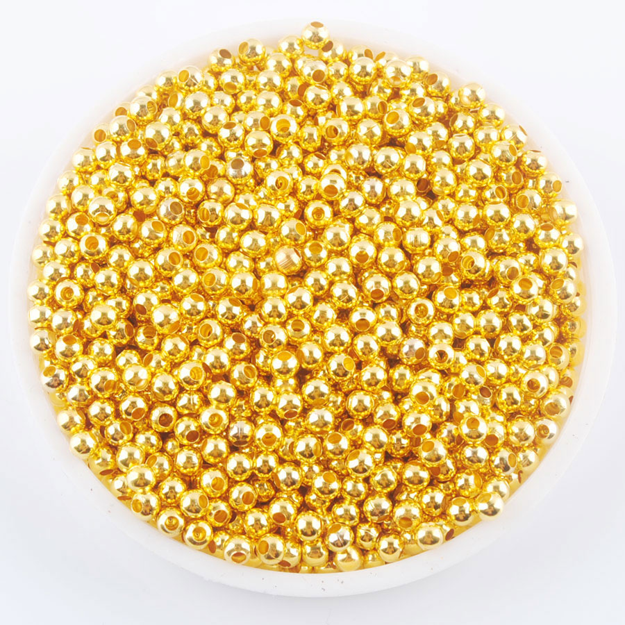 WOJIAER 3mm 4mm 6mm 8mm Gold Silver-Color Pewter Metal Iron Round Loose Beads Spacer for Jewelry Making 100pcs/lot BH306