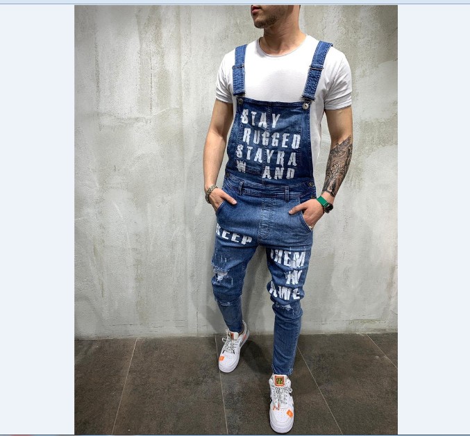 men denim bib overalls ripped jeans jumpsuits hi street distressed suspender hip hop fashion denim pants size sxxxl, Blue
men denim bib overalls ripped jeans jumpsuits hi street distressed suspender hip hop fashion denim pants size sxxxl, Blue