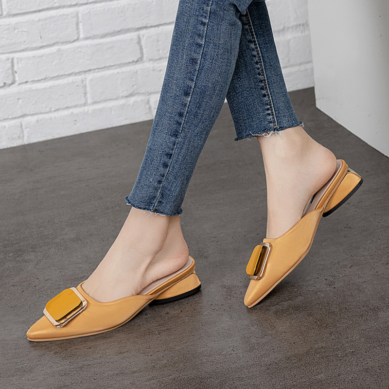 Metal Button Low Heel Mules Shoes Women Pointed Toe Slippers Sandals Summer Outdoor Pu Leather Half Slippers Women Sandals 2020, Beige
Metal Button Low Heel Mules Shoes Women Pointed Toe Slippers Sandals Summer Outdoor Pu Leather Half Slippers Women Sandals 2020, Beige