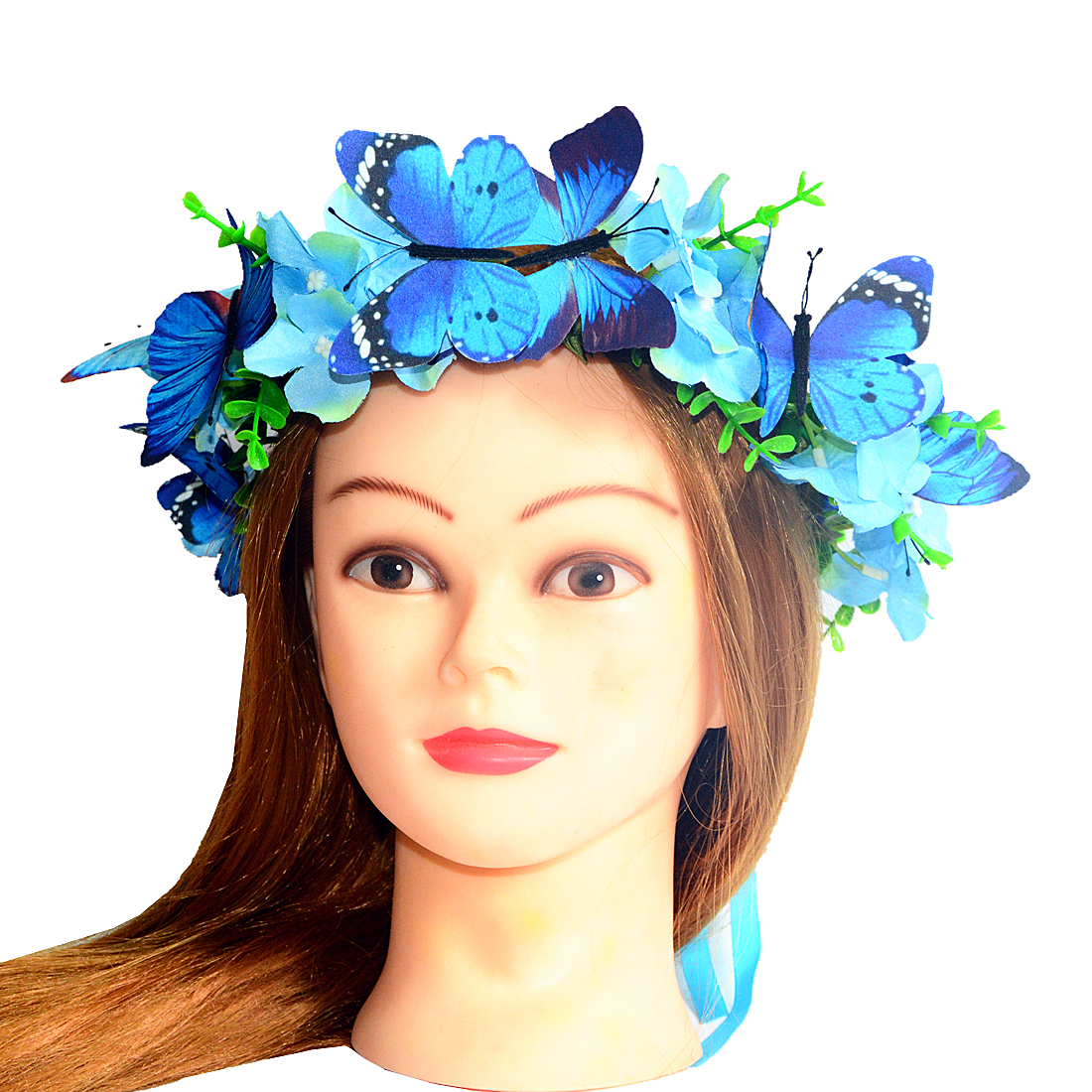 navy bule butterflies and blue flowers crown wedding hair accessories wedding accessories bridal headband headpiece for women or ladies