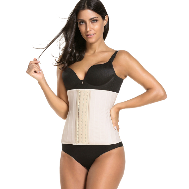 25 Steel Boned Glossy Latex Waist Trainer Corset Waist Cincher Workout Shapewear 3 Rows Hooks Body Shaper Slimming Underwear S-3X 24cm Torso