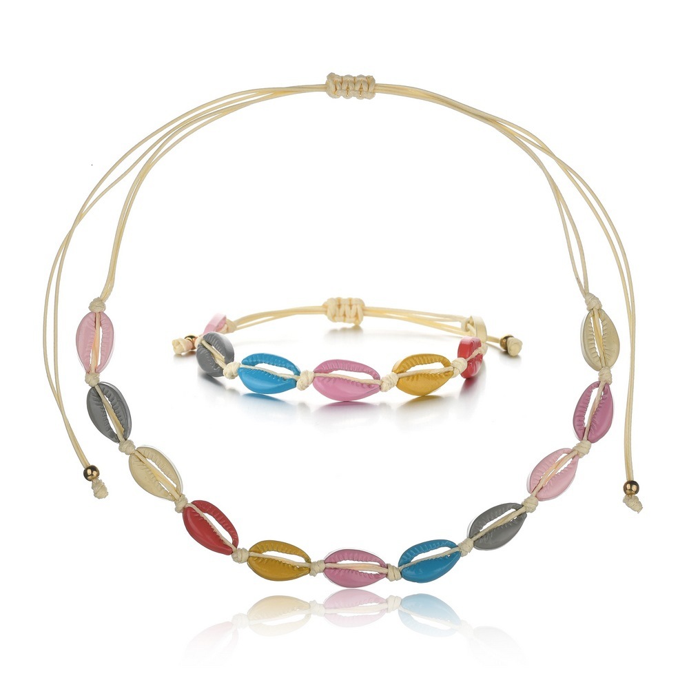 Women Shell Jewelry Ornaments Drop Paint Draw Alloy Shell Necklace Bohemian Wind Manual Weave Shell Bracelet
Women Shell Jewelry Ornaments Drop Paint Draw Alloy Shell Necklace Bohemian Wind Manual Weave Shell Bracelet