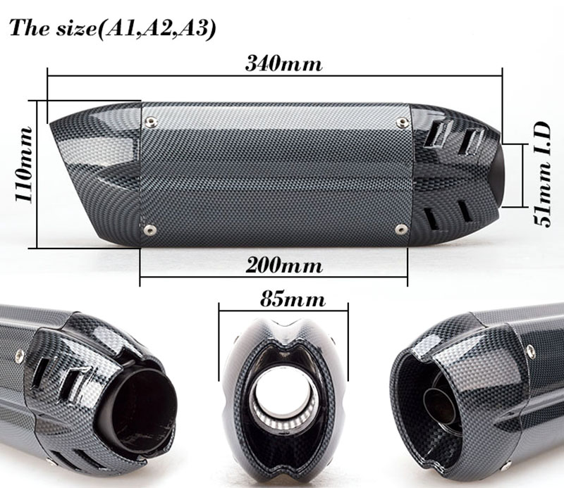 Universal 51MM Motorcycle Exhaust Muffler Pipe Escape Moto Mivv for ER6N SV650 CRF230 Z800 R1 CB650F CB1000R CBR250R
Universal 51MM Motorcycle Exhaust Muffler Pipe Escape Moto Mivv for ER6N SV650 CRF230 Z800 R1 CB650F CB1000R CBR250R