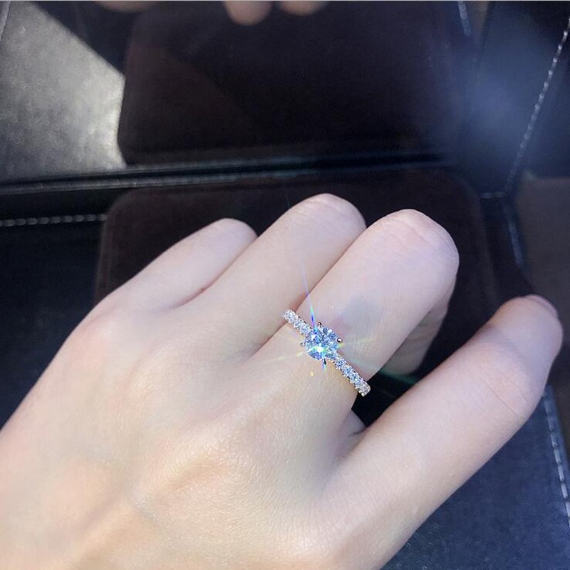 jewelry Deluxe Jewelry Handmade Simple Fashion Sterling Silver Rose Gold A Cubic Zirconia Promise Women Wedding Engagement Band Ring