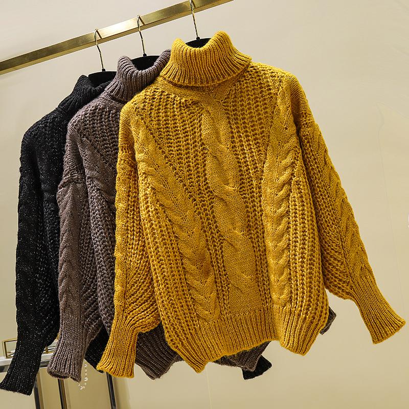 Turtleneck Pullovers Sweaters Female Thickening Warm Winter Casual Loose knitting Twist Sweater Pull Femme 2019, Black
Turtleneck Pullovers Sweaters Female Thickening Warm Winter Casual Loose knitting Twist Sweater Pull Femme 2019, Black