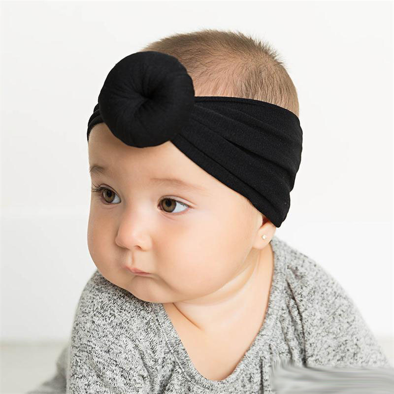 Baby Nylon Head bands Solid Color Turban Super Soft Ball Knot Hair band Headband Headwraps Toddler Hair Accessory