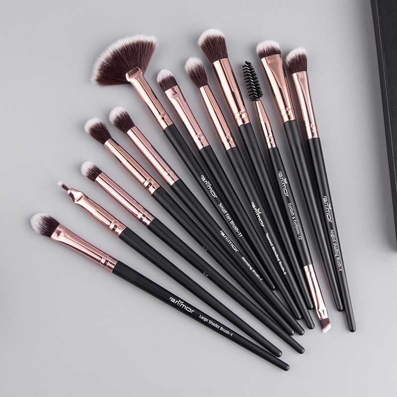Anmor Pro Makeup Brushes Set 12 pcs/lot Eye Shadow Blending Eyeliner Eyelash Eyebrow Brushes For Make up Portable Eye Brush Set