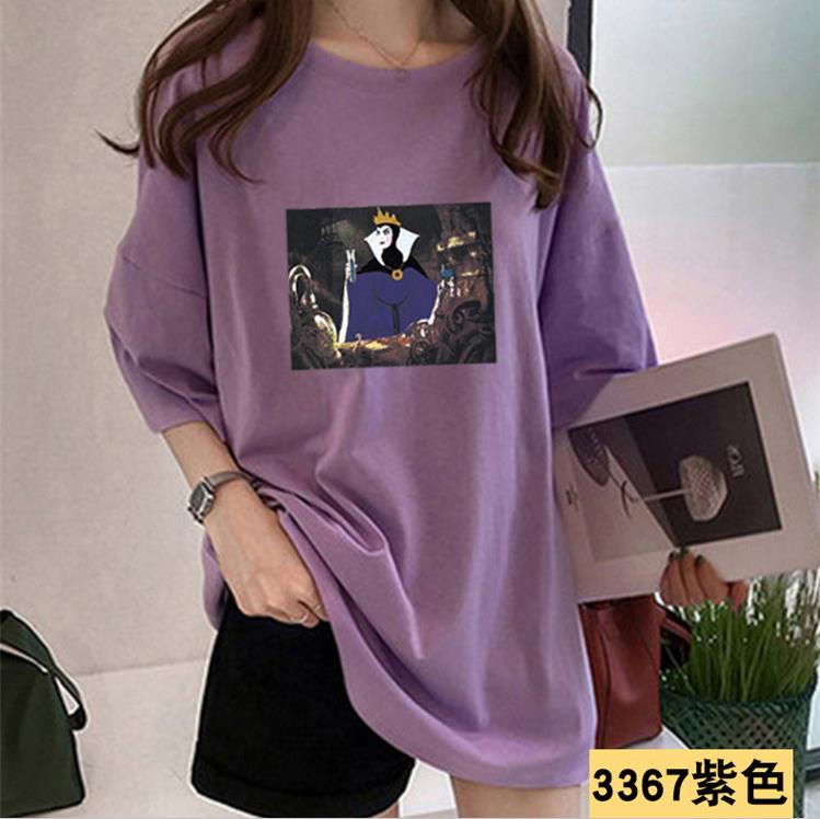 Women's tide 2019 spring and summer loose short-sleeved t-shirt female print wild bf Harajuku long section