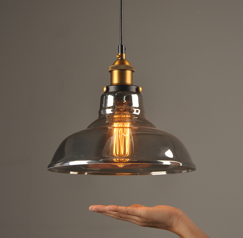 Modern Industrial Glass Chandelier Vintage Hanglamp Stained Smoky Glass Ceiling Suspension Chandelier Lighting Fixture