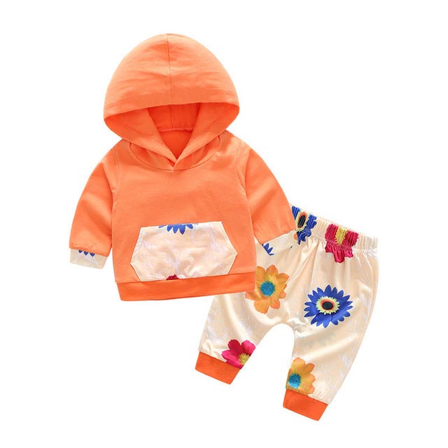 Spring Autumn New Newborn Baby Infant Girls Clothes Long Sleeve 2PCS Casual Hooded Baby Boy Clothing Rated 4.4 /5 based o