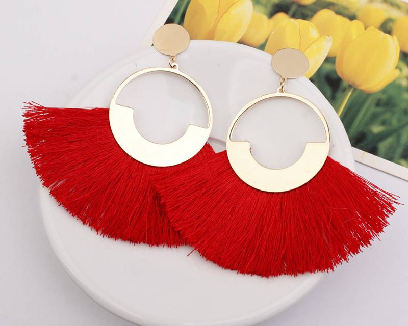 Bohemian fashion tassel earrings female national pendant long rope girl ladies fashion Posey jewelry birthday Easter