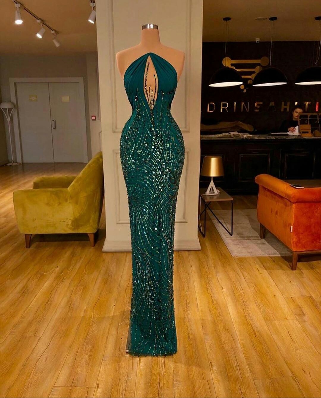 bling bling sequins mermaid prom dresses with detachable train backless evening dress party red carpet formal wear ogstuff robes de soire