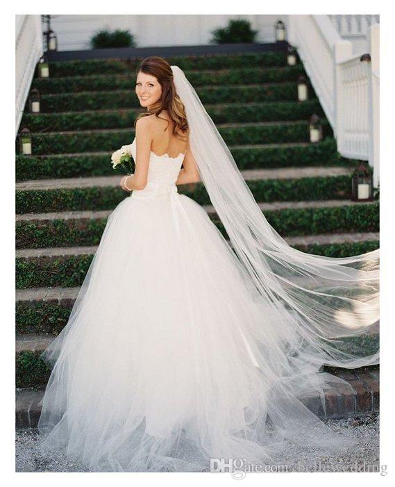 Elegant Bridal Veils With Cut Edge Cathedral Length3m5m 10m Super Long One Tier Tulle WhiteIvory selling Wedding Veils F11
