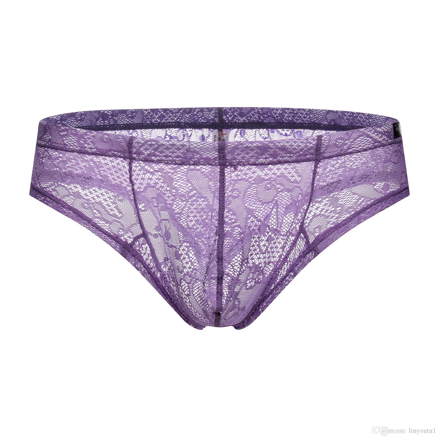2020 How Ray Mens Lace Panties Men Sexy Underwear Transparent Thong Bulge Pouch Breathable Gay G Strings Erotic Male Lingerie Sissy
