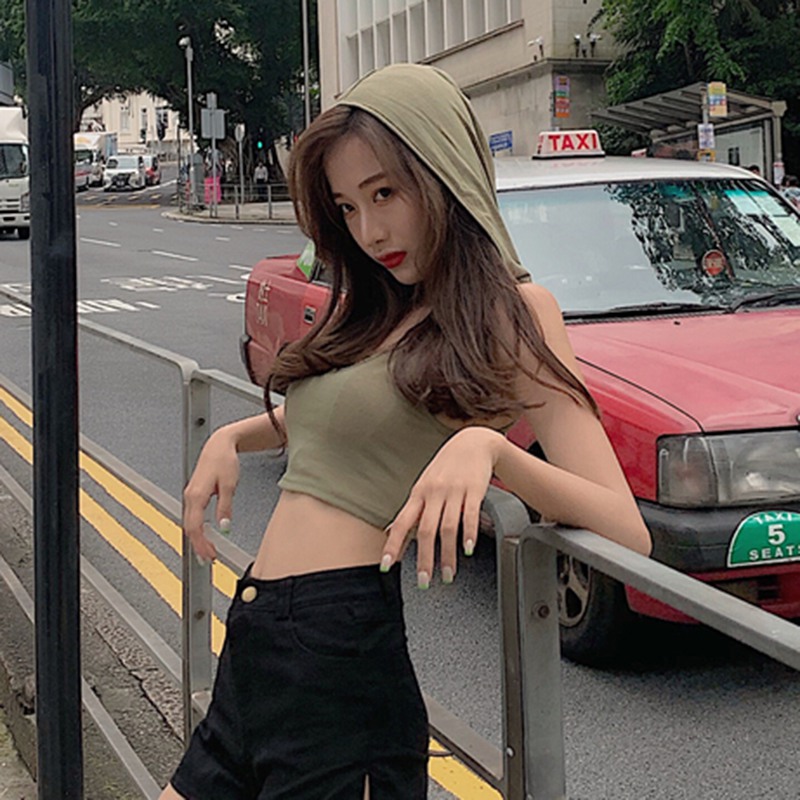 Korean Style Fashion Sexy Solid Women's Tank Tops All-match Casual Hooded Collar Camisole Black Green Color H7
Korean Style Fashion Sexy Solid Women's Tank Tops All-match Casual Hooded Collar Camisole Black Green Color H7