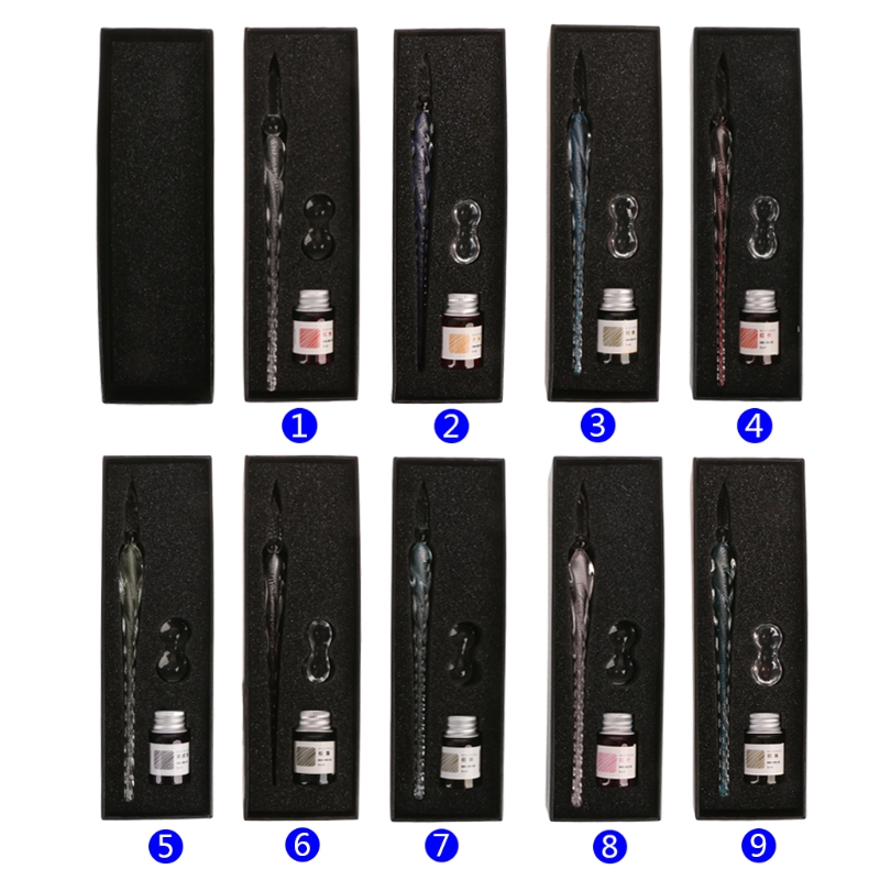 Crystal Glass Dip Pen Set Non-carbon Ink Fountain Signature Pen Writing Tools, Navy blue
Crystal Glass Dip Pen Set Non-carbon Ink Fountain Signature Pen Writing Tools, Navy blue