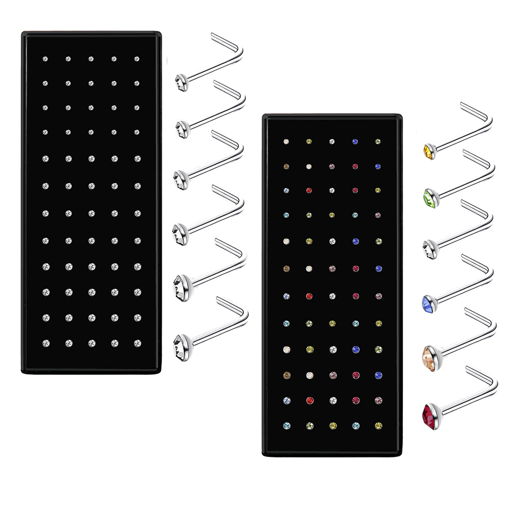 60pcs/lot Crystal Rhinestone Nose Rings Fashion Stainless Steel Nose Studs Hooks Body Piercing Faux Body Jewelry
60pcs/lot Crystal Rhinestone Nose Rings Fashion Stainless Steel Nose Studs Hooks Body Piercing Faux Body Jewelry