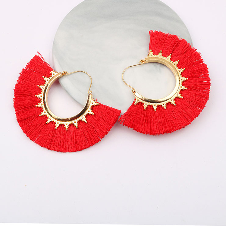 Hot Sale Fashion Design European And American Earrings Jewelry Small Triangle Tassel Fan Multicolor Female Earrings Party Gift