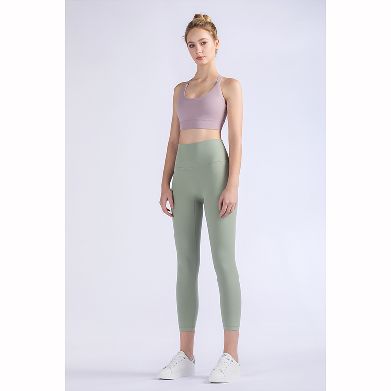 

Vnazvnasi 2020 Hot Sale New Arrival Skin-Friendly Female Yoga Leggings Solid Color High Waist Outside Running Pants Calf-Length, Black