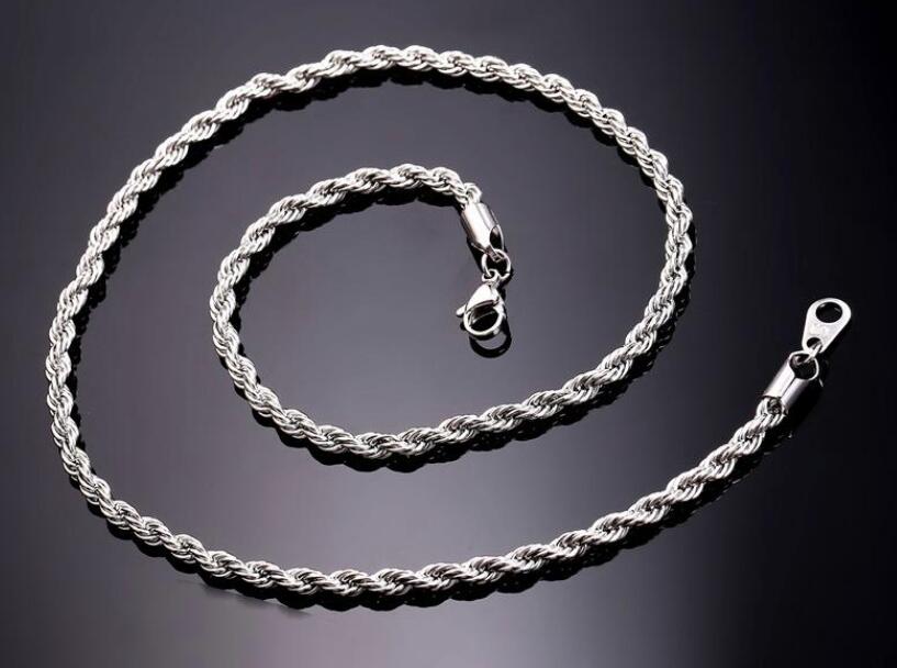 18K 6mm Real Plated Stainless Steel Rope Chain Necklace for Men Gold Chains Fashion Jewelry Gift