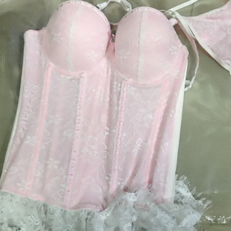 Women Victorian Lace Bustier Corset Sexy Lacy Ruffle Valentine Korset with Garters Padded Push Up Bra Clubwear Lingerie Corsets S-3XL