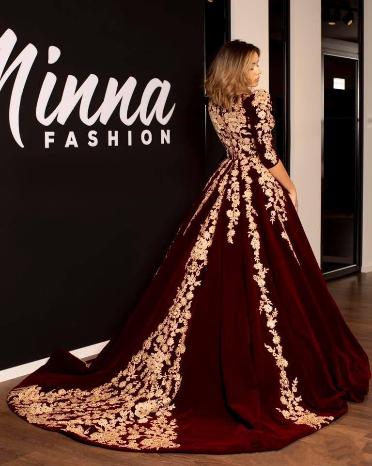 burgundy velvet prom dresses kaftan caftan evening formal dress half sleeve gold luxury lace applique arabic dubai abaya occasion gowns