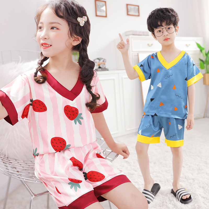 Summer Boys Short Silk Pajamas Sets 2020 Cute Home Sleepwear Girls Short Kids Pijamas Girl Top + Pant V-neck Kids Pajamas Set, X hv hua
Summer Boys Short Silk Pajamas Sets 2020 Cute Home Sleepwear Girls Short Kids Pijamas Girl Top + Pant V-neck Kids Pajamas Set, X hv hua