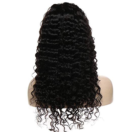 African american Deep Wave 360 Lace WigS 100% Brazilian Human Hair Curly Natural Pre Plucked 360 frontal wig 130%density