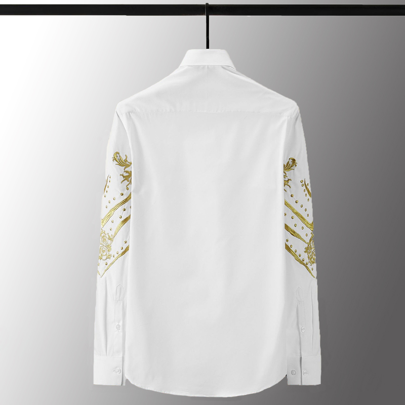 Gold Embroidery Luxury Solid Solor Long Sleeve Mens Dress Plus Size 4xl Fashion Slim Fit Male Shirts, Black
Gold Embroidery Luxury Solid Solor Long Sleeve Mens Dress Plus Size 4xl Fashion Slim Fit Male Shirts, Black