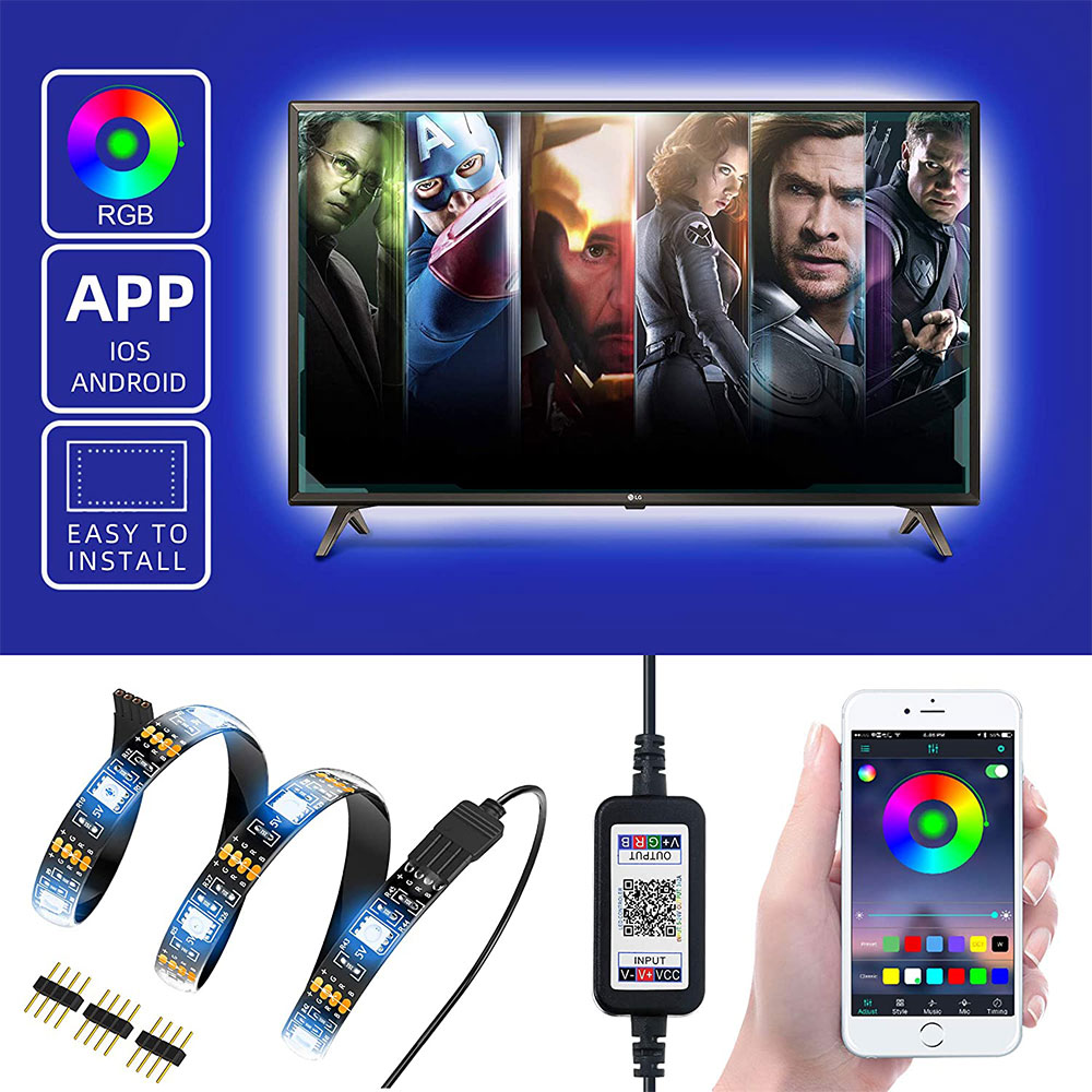 TV Backlight LED Strip Lights,Bluetooth App Control 6.5ft Waterproof USB LED Tape Lights Bias Ribbon Lights Kit SMD 5050 Sync to Music
TV Backlight LED Strip Lights,Bluetooth App Control 6.5ft Waterproof USB LED Tape Lights Bias Ribbon Lights Kit SMD 5050 Sync to Music