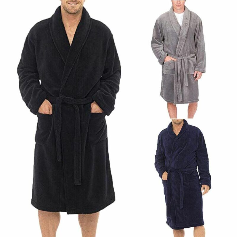 2020 Hot Sale Men Solid Color Fleece Robe Winter Warm Waistband Male Shawl Collar Bathrobe Sleepwear Men Sexy Winter Robes, Black
2020 Hot Sale Men Solid Color Fleece Robe Winter Warm Waistband Male Shawl Collar Bathrobe Sleepwear Men Sexy Winter Robes, Black