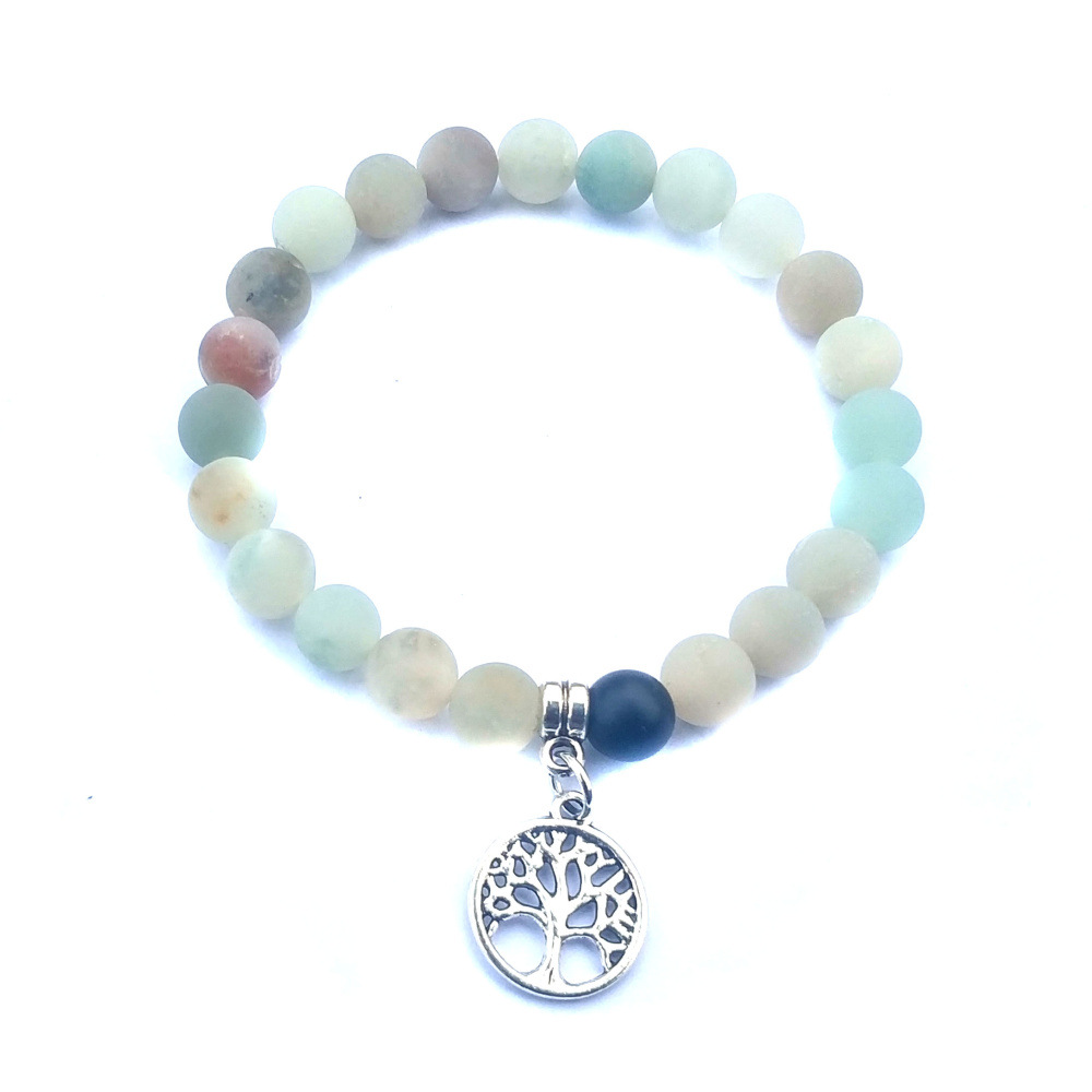 8mm natural stone Amazon agate life tree pendant bracelet lovers brothers friendship meaning energy bracelet