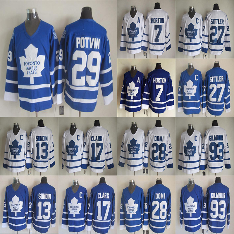 Men' s Toronto maple leafs Vintage version Hockey jersey 17 CLARK 93 GILM0UR 13 SUNDIN 27 SITTLER 28 DOMI 29 Potvin CCM jerseys, Black;red
Men' s Toronto maple leafs Vintage version Hockey jersey 17 CLARK 93 GILM0UR 13 SUNDIN 27 SITTLER 28 DOMI 29 Potvin CCM jerseys, Black;red