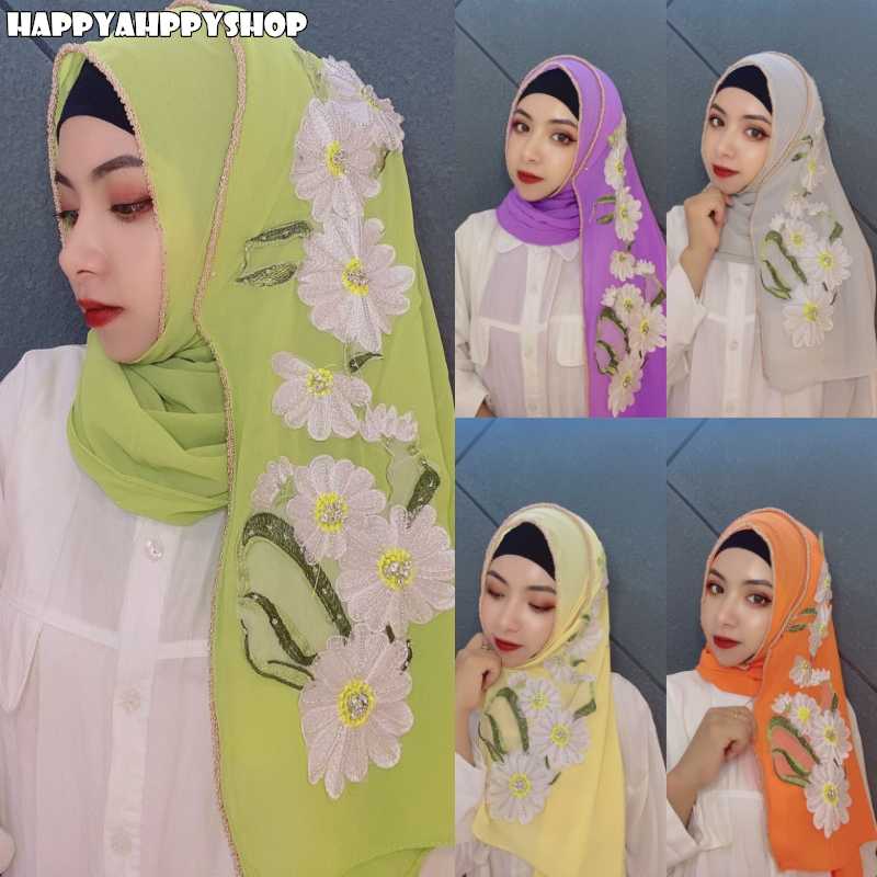 Luxury Embroidery Flower Hijab Party Scarf Plain Chiffon Long Scarves Wrap Shawl Muslim Islamic Headwear Dubai Fashion
Luxury Embroidery Flower Hijab Party Scarf Plain Chiffon Long Scarves Wrap Shawl Muslim Islamic Headwear Dubai Fashion