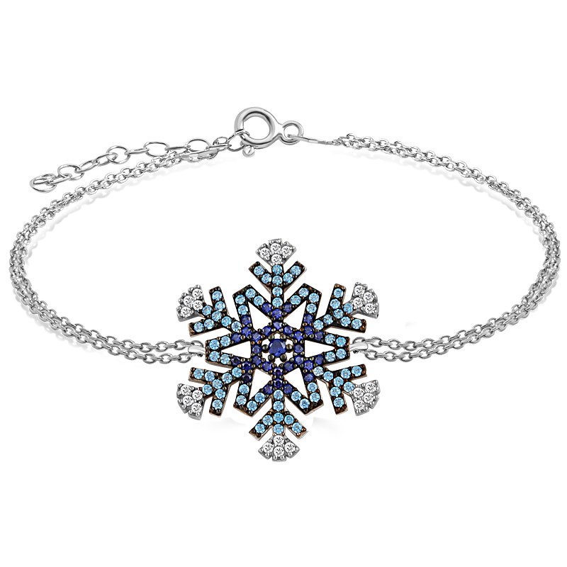 925 Sterling Silver Blue Snowflake Bracelet
