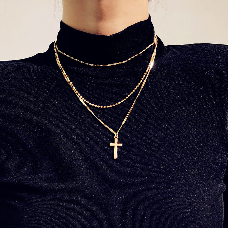 Simple Fashion Jewelry Gold Plated Pendant Double Chain Cross Charm Choker Necklaces & Pendants For Women Gothic Collares
Simple Fashion Jewelry Gold Plated Pendant Double Chain Cross Charm Choker Necklaces & Pendants For Women Gothic Collares
