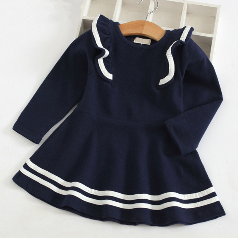 baby girl designer clothes Girls Dress 2020 New Autumn Casual Ruffles A-Line Striped Full Sleeve Kids Dress For 3T-7T