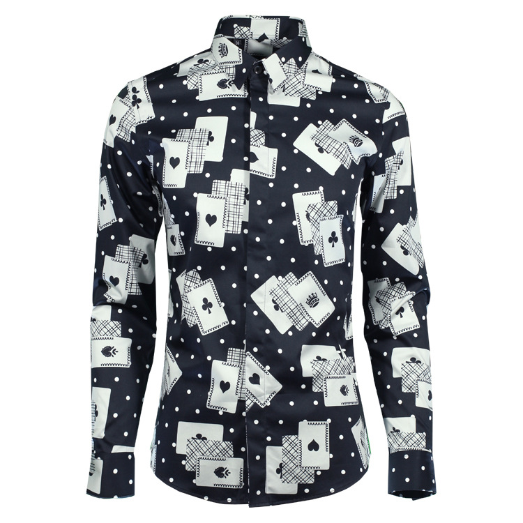 100% Cotton Men Shirt Luxury Fashion Playing Cards Printed Men Shirt Long Sleeve Trend Mens Shirts Casual Slim Fit, Black
100% Cotton Men Shirt Luxury Fashion Playing Cards Printed Men Shirt Long Sleeve Trend Mens Shirts Casual Slim Fit, Black
