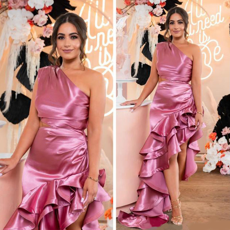 2020 Arabic Aso Ebi Simple Sexy Cheap Evening Dresses One Shoulder Mermaid Prom Dresses High Split Formal Party Second Reception Gowns