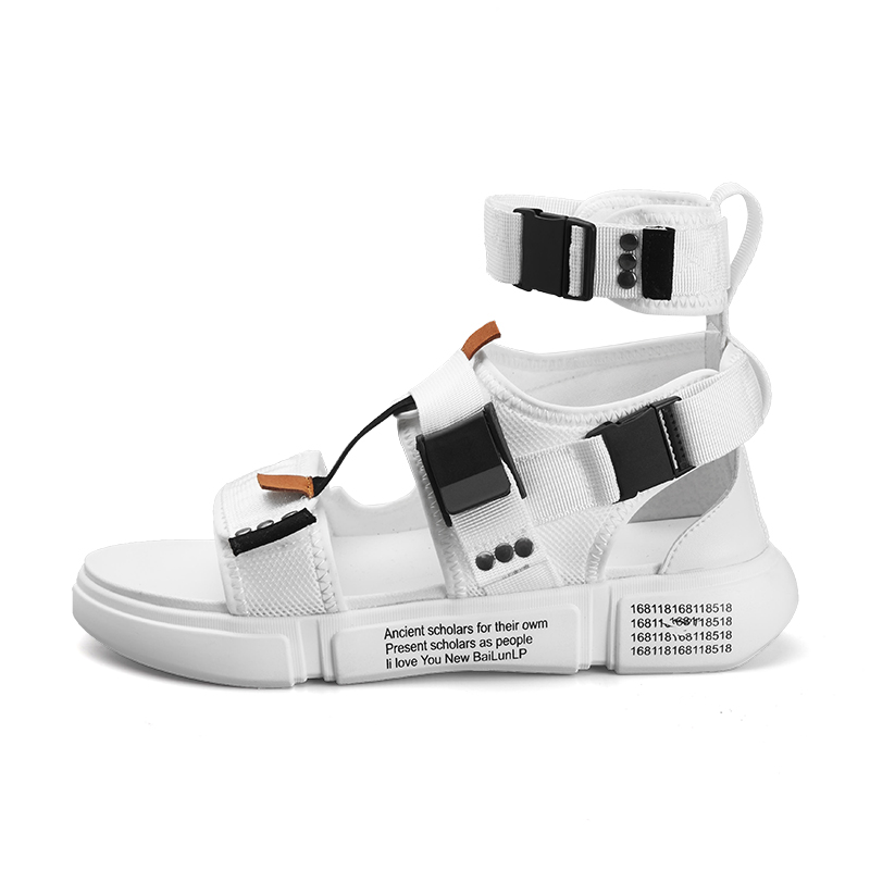 Hot Sale-Fashion Summer Men Shoes Gladiator Sandals Open Toe Platform Beach Sandals Boots Rome Style Black Gray Canvas Drop Ship