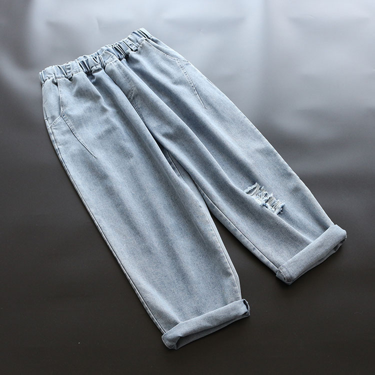 Women Jeans Hole Elastic Waist 2020 New Summer Pockets Harem Pants Casual Thin Loose Big Size Women Trousers, Multi
Women Jeans Hole Elastic Waist 2020 New Summer Pockets Harem Pants Casual Thin Loose Big Size Women Trousers, Multi